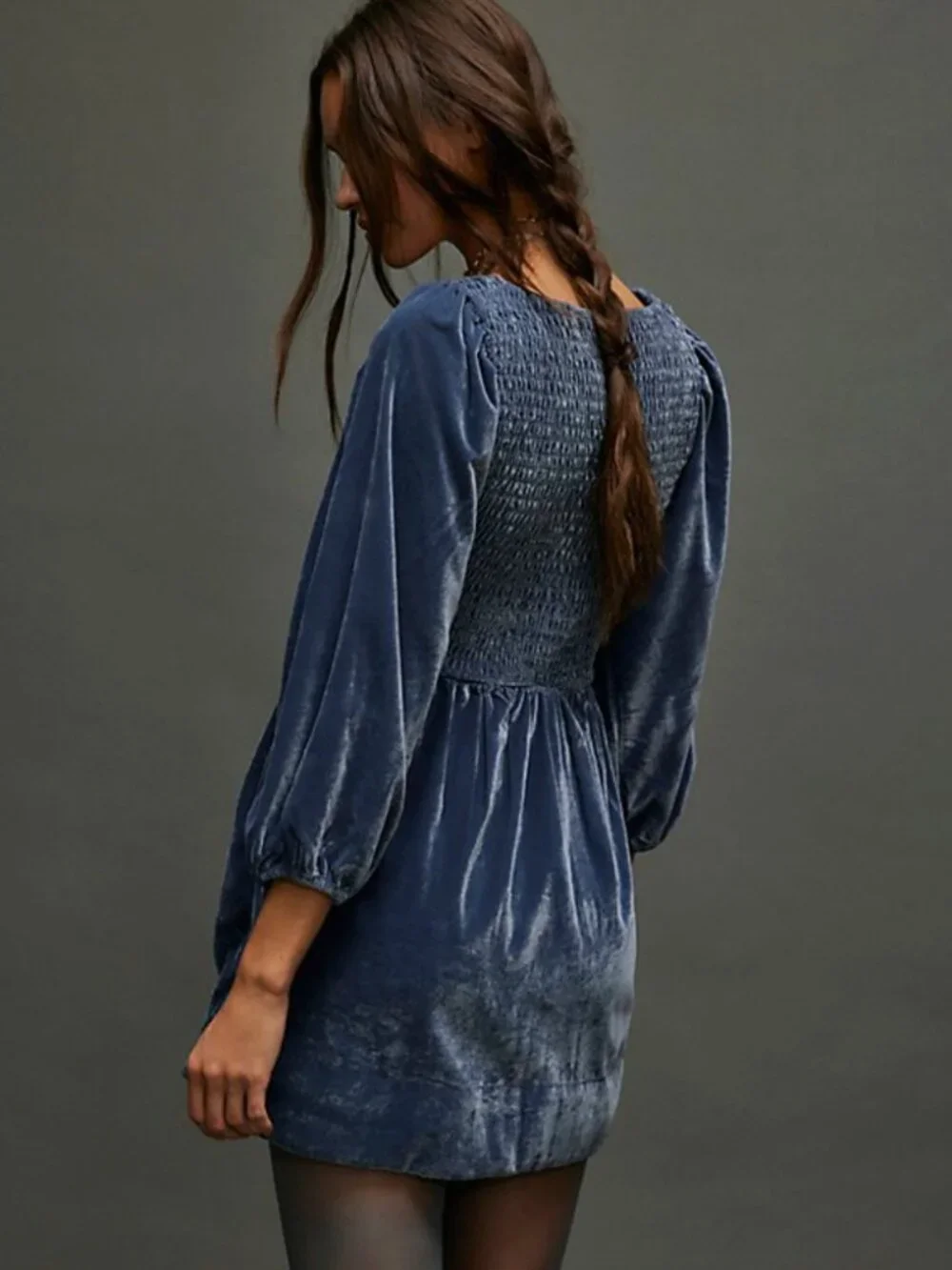 Free People NWT | Farrier Velvet Mini Dress in Harbor